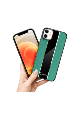 Apple İphone 12 Uyumlu Kılıf Premium Deri Kılıf Yeşil