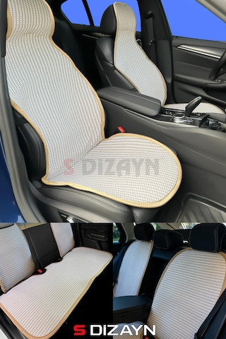 S-dizayn Oto Koltuk Koruyucu Kılıf Set Krem Universal 2+3 Parça Ön Arka