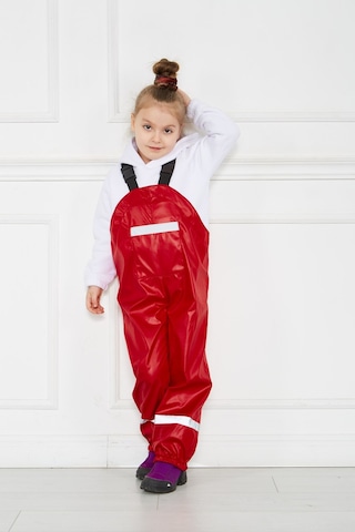 Gökçecik Tekstil Çocuk Yağmur Tulumu Kırmızı - Yağmur Pantolonu Unisex Kırmızı