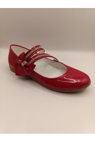 Kız Çocuk Rugan Kaydırmaz Taban Babet Kırmızı