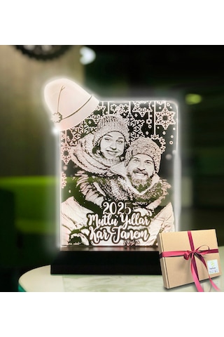 Yılbaşı Hediyesi Kişiye Özel Resimli Noel Baba Şapkalı 3d Led Gec