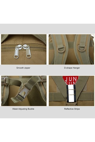 Junsunmay J012 25l Yansıtıcı Şeritli Su Geçirmez Doğa Sporları Molle Sırt Çantası Sırt Çantası Siyah