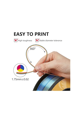 Kingroon Tripple Color Filament - Üç Renk Kırmızı Mavi Sarı - 1.75 - 1 KG