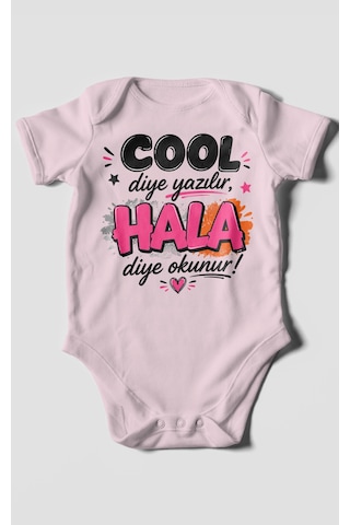Morivokids Cool Diye Yazılır Hala Diye Okunur Kısa Kollu Bebek Body %100 Pamuk Bebe Pembe