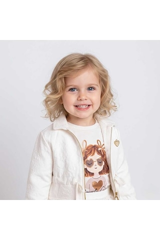 Ministok White Fashion Ceket Tütü Etek T-shirt 3'lü Kız Çocuk Takım Beyaz