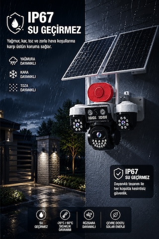 3 Kameralı 9mp 4g Sim Kartlı Çift Solar Panelli Aov Güvenlik Kamerası