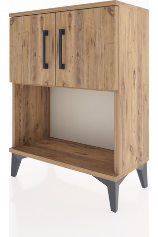 Arges Komodin 2 Raflı 2 Çekmeceli 2 Kapaklı 60x30x80 Çam-çam Çam