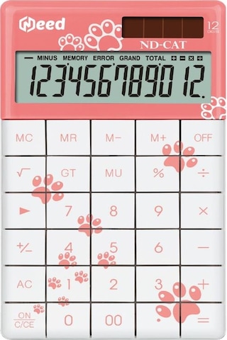Need Nd-cat Pembe Kedi Pati Desenli Hesap Makinesi Pembe