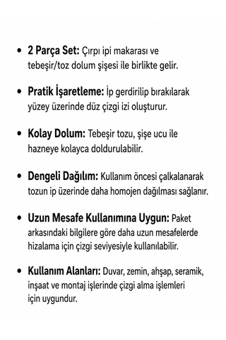 Toolux Çırpı İpi Seti 2 Parça - Tebeşirli İşaretleme İpi