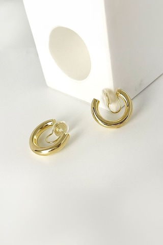 Chavin Gold Bijuteri Deliksiz Kulaklar İçin Geçirmeli Küpe Ev16sr Gold