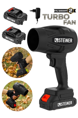 Steiner 21 V 5 Ah Çift Akülü Şarjlı Akülü Jet Fan Üfleyici Toz Üfleyici Mangal Yakma Araba Kurutma Makinesi Siyah