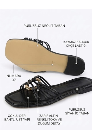 Mcdark Kadın İnce Topuklu Jurdan Taban Çapraz Bantlı Terlik-siyah