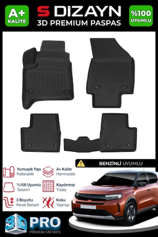 S-dizayn Opel Frontera Benzinli 3d Pro Havuzlu Paspas 2025 Üzeri A+ Kalite
