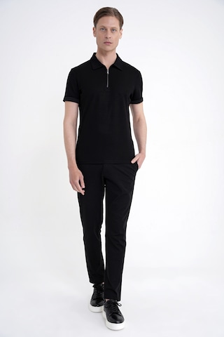 Efor Slim Fit Esnek Pamuklu Fermuarlı Siyah Polo Yaka Tişört Ts 926