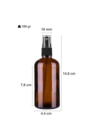 Afracam 100 Ml Siyah Spreyli Amber Cam Şişe 100 Cc Sızdırmaz Kapaklı Fısfıs Kahverengi Cam Şişe 6 Adet
