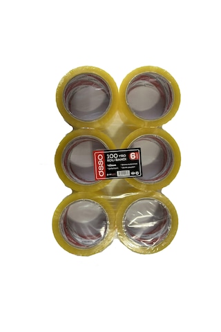 Osso Şeffaf Bant Ambalaj Koli Bandı - 100 Yrd / 91.44 Metre - 43 Mm - 6 Adetlik Paket 6