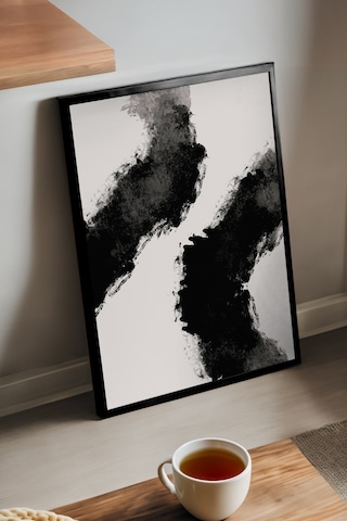 Inner Gaze Siyah Ahşap Çerçeveli Poster, Dekoratif Soyut Monokrom Duvar Tablosu