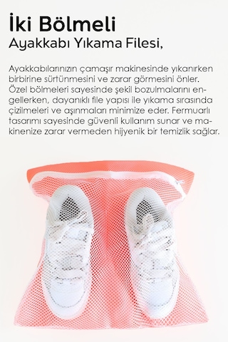 1 Adet Fermuarlı Ayakkabı Yıkama Filesi - Bölmeli Yıkama Filesi 38x38 Cm Karışık Renk Çok Renkli