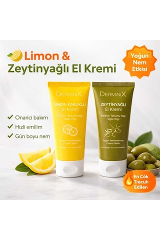 Limon & Zeytinyağı El Kremi 2'li Set 50 Ml Yoğun Nemlendirici Bakım