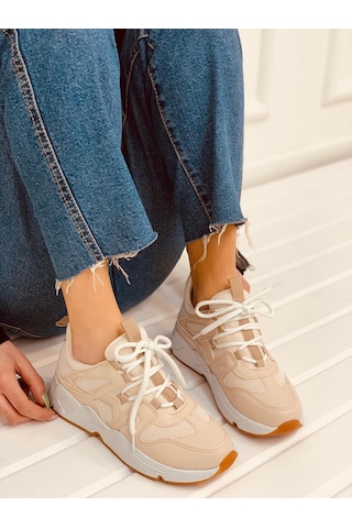 Erva'nın Butiği Ten Deri Travis Kadın Sneakers-2722