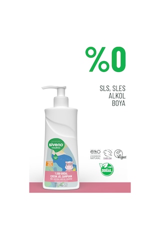 Siveno %100 Doğal Yenidoğan Bebek Çocuk Jel Şampuanı Saç ve Vücut Konak Önleyici 325 ml
