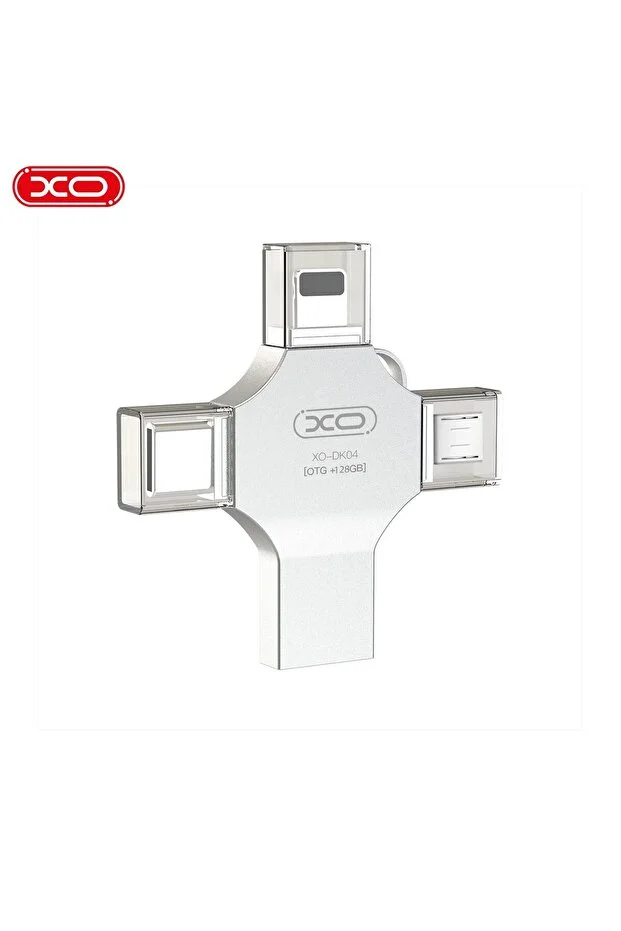 Xo-dk04 128gb 4 İn 1 Usb2.0 + Type-c + Micro + Lightning Metal Go Vdeli Flash Disk 128 Gb