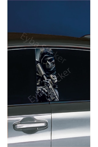 Araç Kapı Direk Kaplama Folyosu Savaşcı Kurukafa Desenli Drk3 Sağ Sol Takım 2 Adet - 22x50 Cm