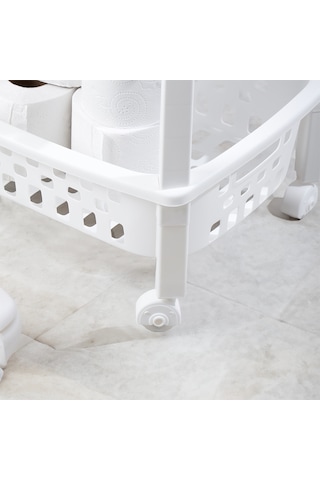 Porsima 79-1 4 Katlı Tekerlekli Raf Mutfak Banyo Düzenleyici Raf Beyaz
