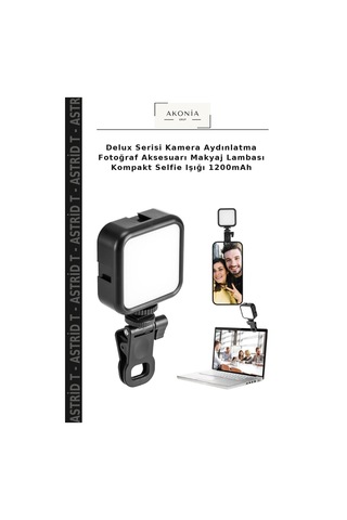 Delux Serisi Kamera Aydınlatma Fotoğraf Aksesuarı Makyaj Lambası Kompakt Selfie Işığı 1200mah