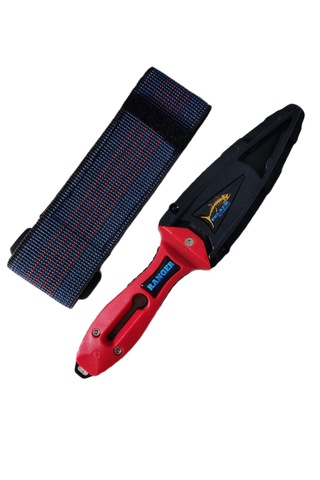 Pelajik Ranger Pro Kol Bandı Dalış Bıçağı Şiş Kakıçlı Paslanmaz Çelik Zıpkıncı Bıçağı Kırmızı
