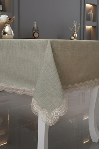 Efes Keten Polyester Kumaş Yeşil Masa Örtüsü Dikdörtgen 150x210 Cm 1314 Yeşil