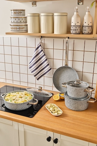 Karaca Biogranit Nare 7 Parça Tencere Seti Mavi