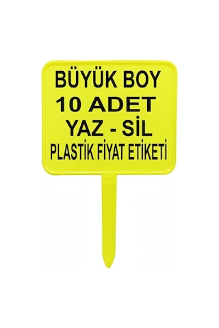 Açılı Saplamalı Plastik Pazarcı Etiketi Büyük Boy Fosforlu Sarı 10 Ad.