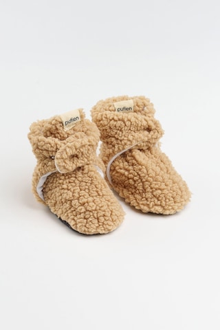 Organik Pamuk Astarlı, Bebek İlk Adım Ayakkabısı, Kaydırmaz Taban, Bebek Pandufu, Bej Patik Bej