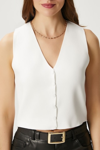 Ritnice Kadın Petite Çıtçıtlı Crop Krem Triko Yelek Krem