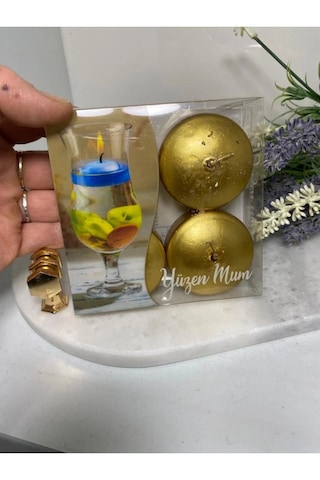 Gold Yüzen Mum 4lü Gold
