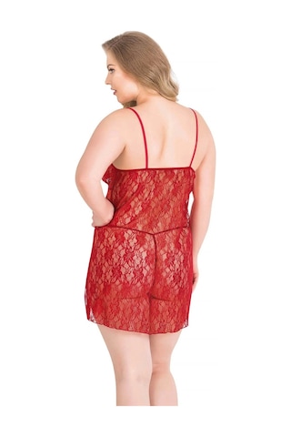 Arias Closet Büyük Beden Kırmızı Kısa Tül Gecelik Kırmızı