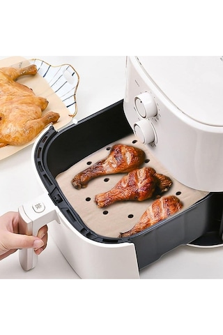 Airfryer Delikli Pişirme Kağıdı 50 Adet Hava Fritözü Kare Model Pişirme Kağıdı Airfryer Fritöz