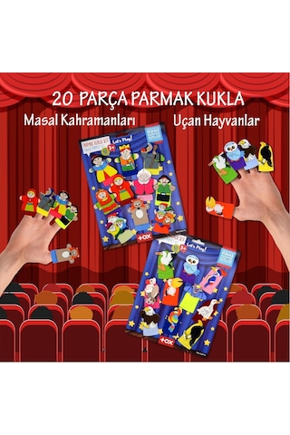 2 Set - 20 Parça Tox Masal Kahramanları ve Uçan Hayvanlar Parmak
