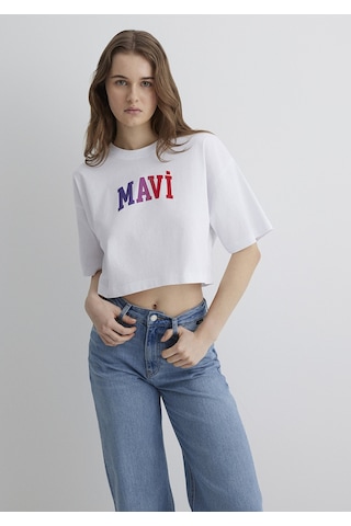 Mavi - Mavi Logo Baskılı Beyaz Tişört 1612516-620 Beyaz