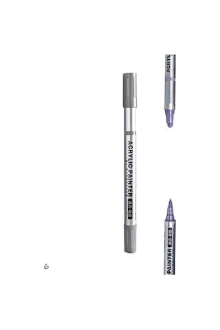 Çift Taraflı Akrilik Marker Kalemi - 1 Adet- Gri Karışık