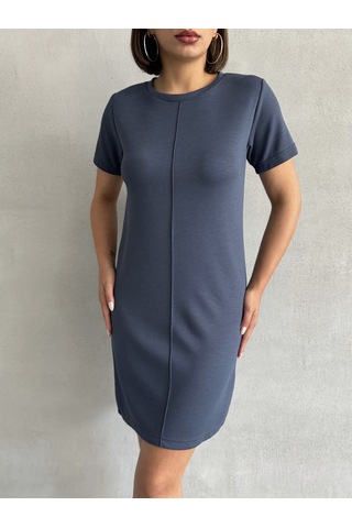 Kadın Bisiklet Yaka Soft Touch Elbise Antrasit