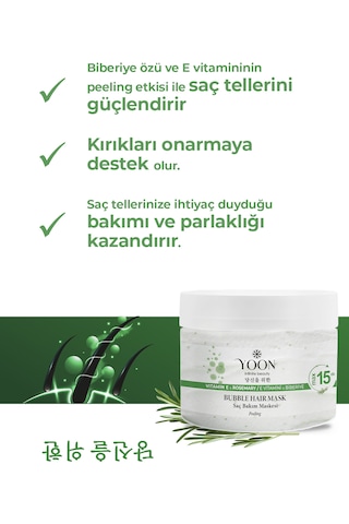Yoon E Vitamini Peeling Etkili  Biberiyeli Saç Maskesi 250 ML