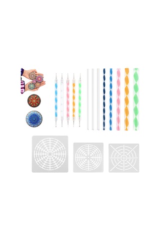 16 Adet Mandala Noktalama Araçları Kayaları Boyamak İçin Mandala Şablon Seti