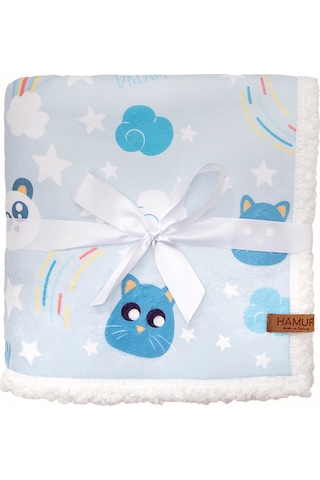 Fluffy Bebek Battaniyesi 80x100 CmDream Kundak Puset Çift Taraflı Koyun Tüyü Battaniye
