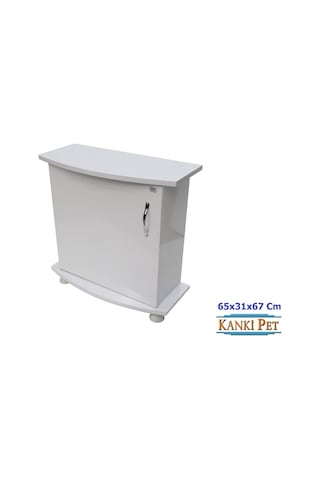 Kanki Pet Mdf Bombeli Akvaryum Sehpa Beyaz 65 x 31 x 67 CM