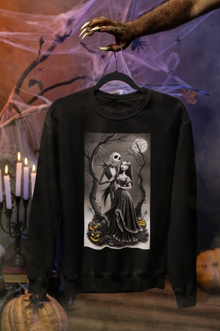 Magors Stil-x Halloween - Cadılar Bayramı Baskılı Unısex Sweatshırt, 3 İplik Şardonlu Siyah-12