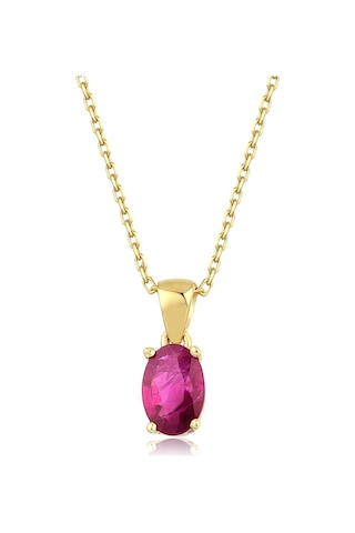 Yakut Oval Tektaş Kolye Sarı 39509775