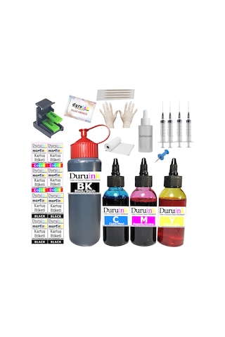 Duruınk Hp 2975 Hp 654 Kartuş Dolum Seti 500ml Siyah+3x100ml Renkli Mürekkep