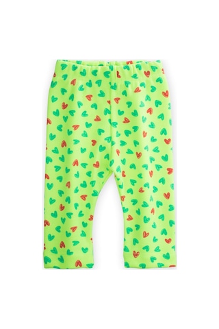 Cigit Neon Mevsimlik Kız Tayt 0-5 Yaş Yeşil Kalpli Yeşil